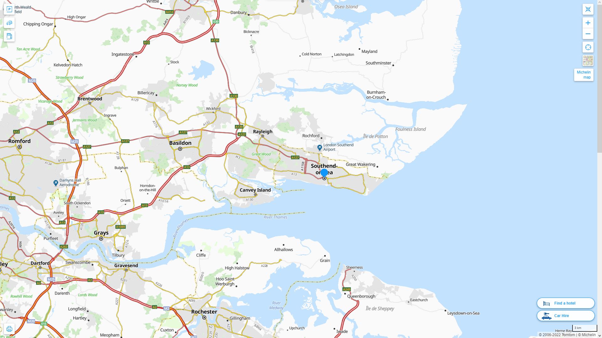 Southend on Sea Royaume Uni Autoroute et carte routiere